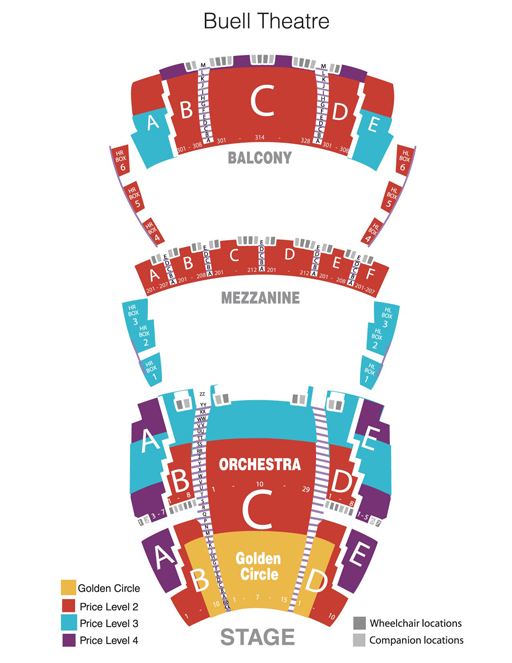 Buell Theatre seating chart